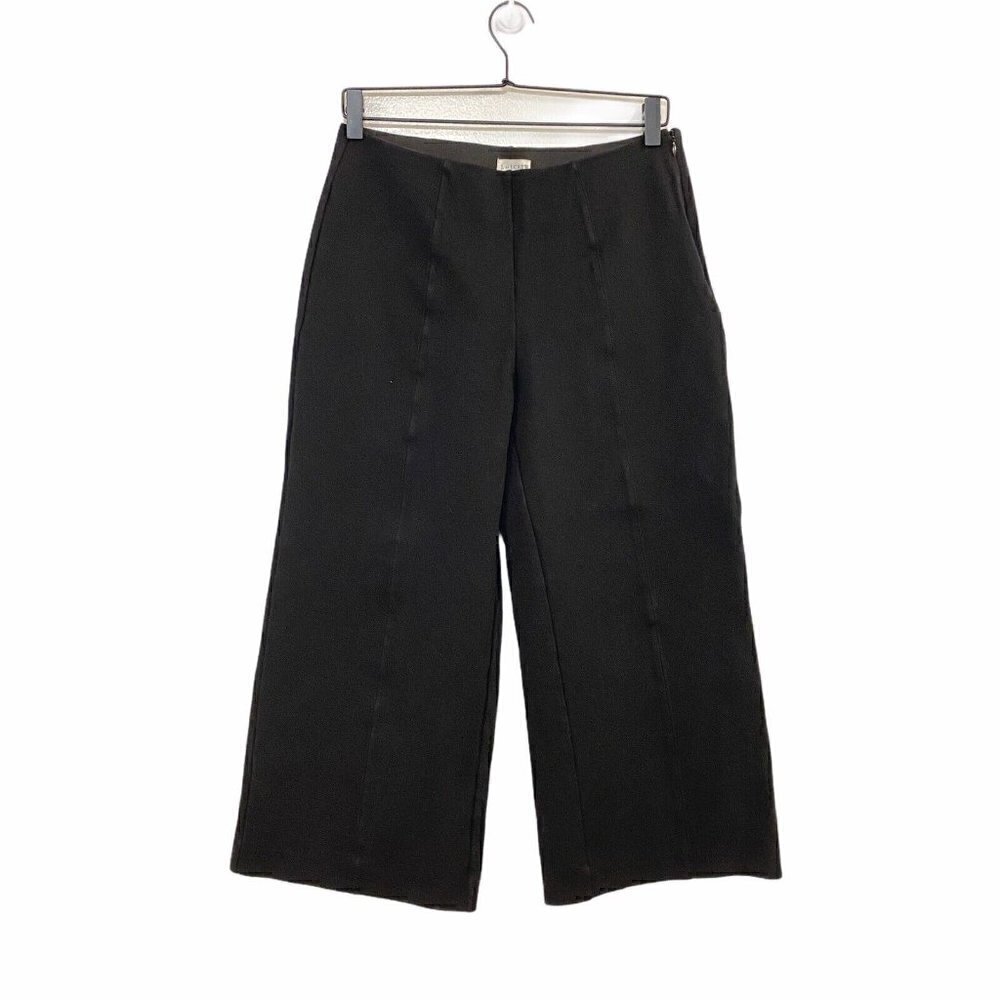 J Crew Women's Size 8 Pants Ponte Wide Leg Crop High Rise Stretch Black L1687